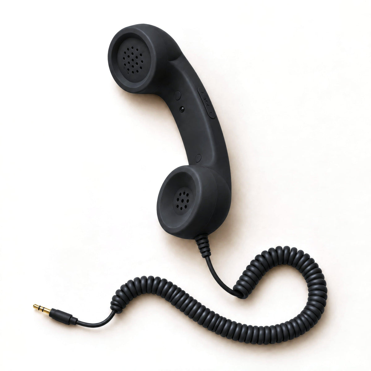 Svart retro telefonlur med spiralsladd till mobilen