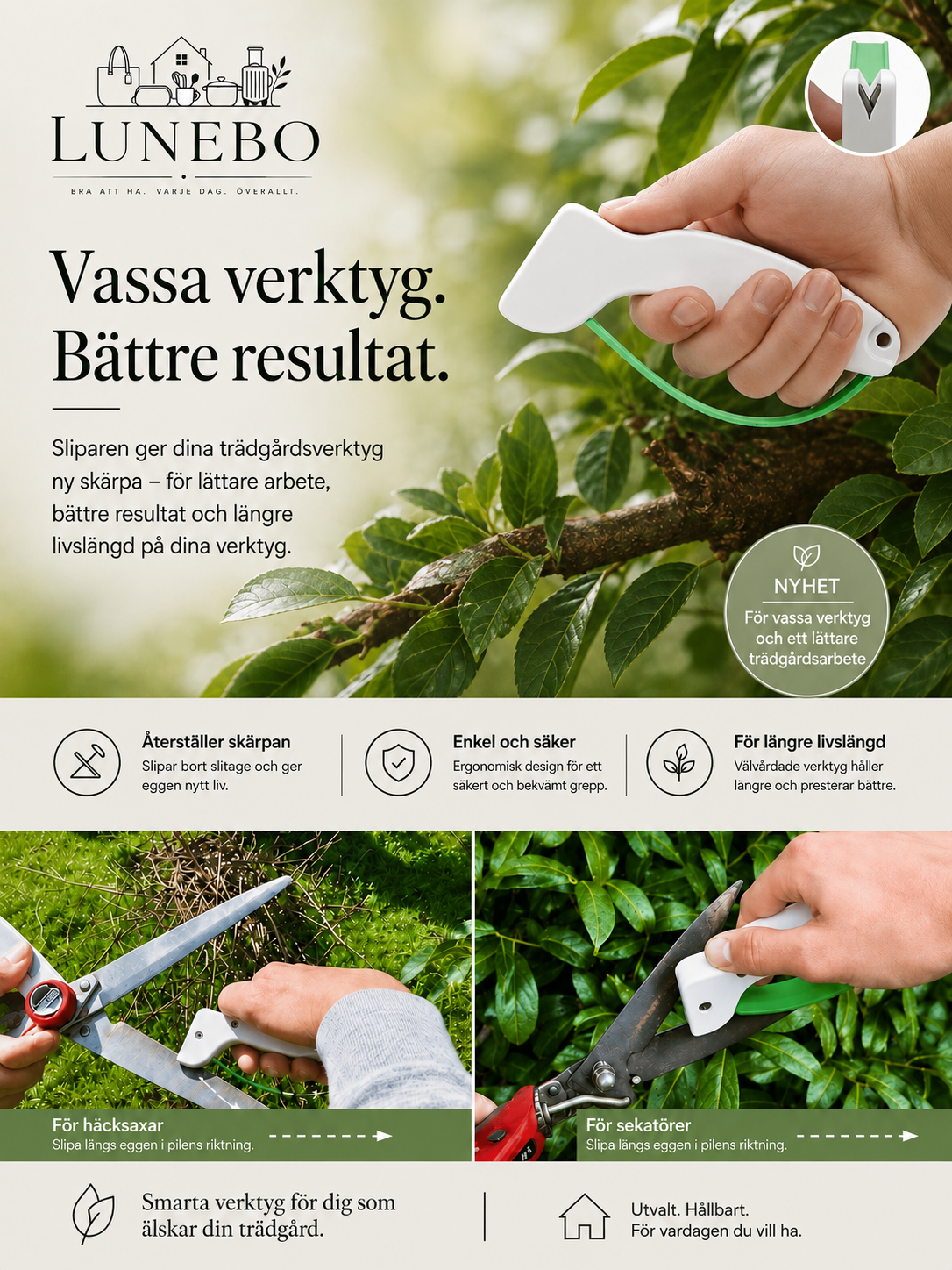 Mr Sharper™ – Universalslip för knivar, sekatör, spade & gräsklipparblad